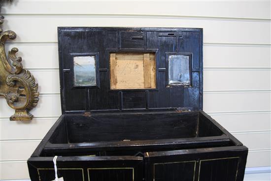 A 19th century Flemish ebonised table cabinet, 21in.